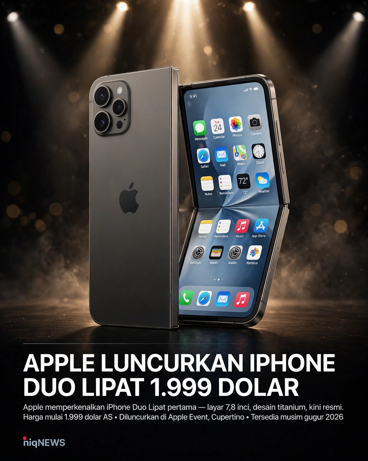 Apple luncurkan iPhone Duo lipat 1.999 dolar di event 9 September, pertama di bawah CEO baru