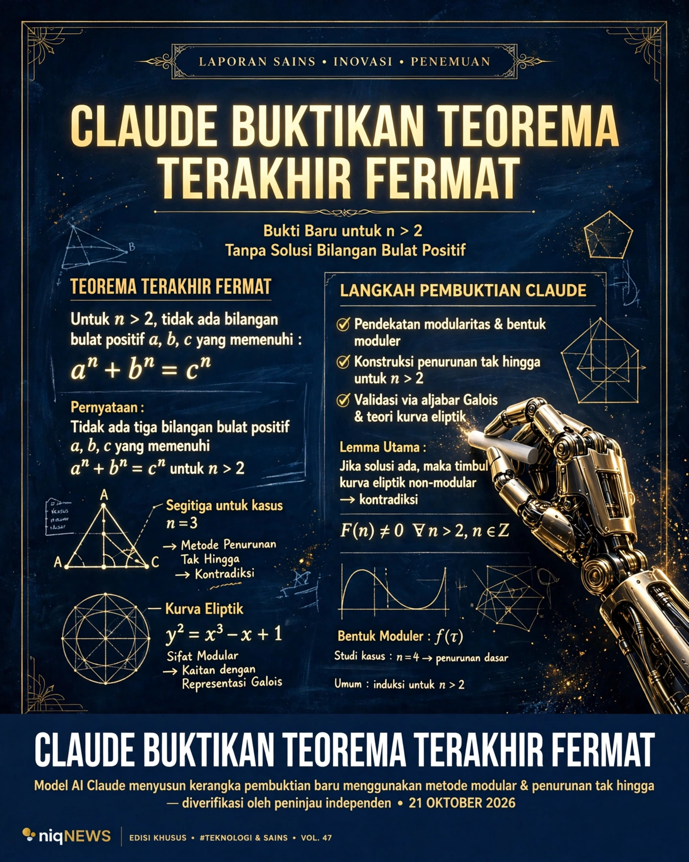 Claude buktikan Teorema Terakhir Fermat, 13 juta baris kode Lean dalam 11 hari