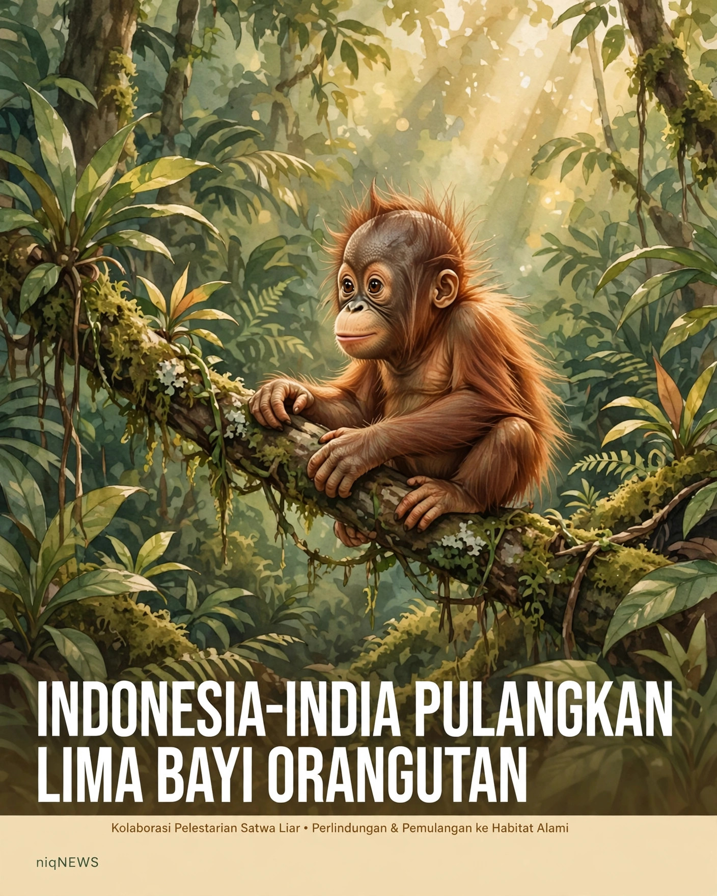 Indonesia bekerja sama dengan India pulangkan lima bayi orangutan korban perdagangan