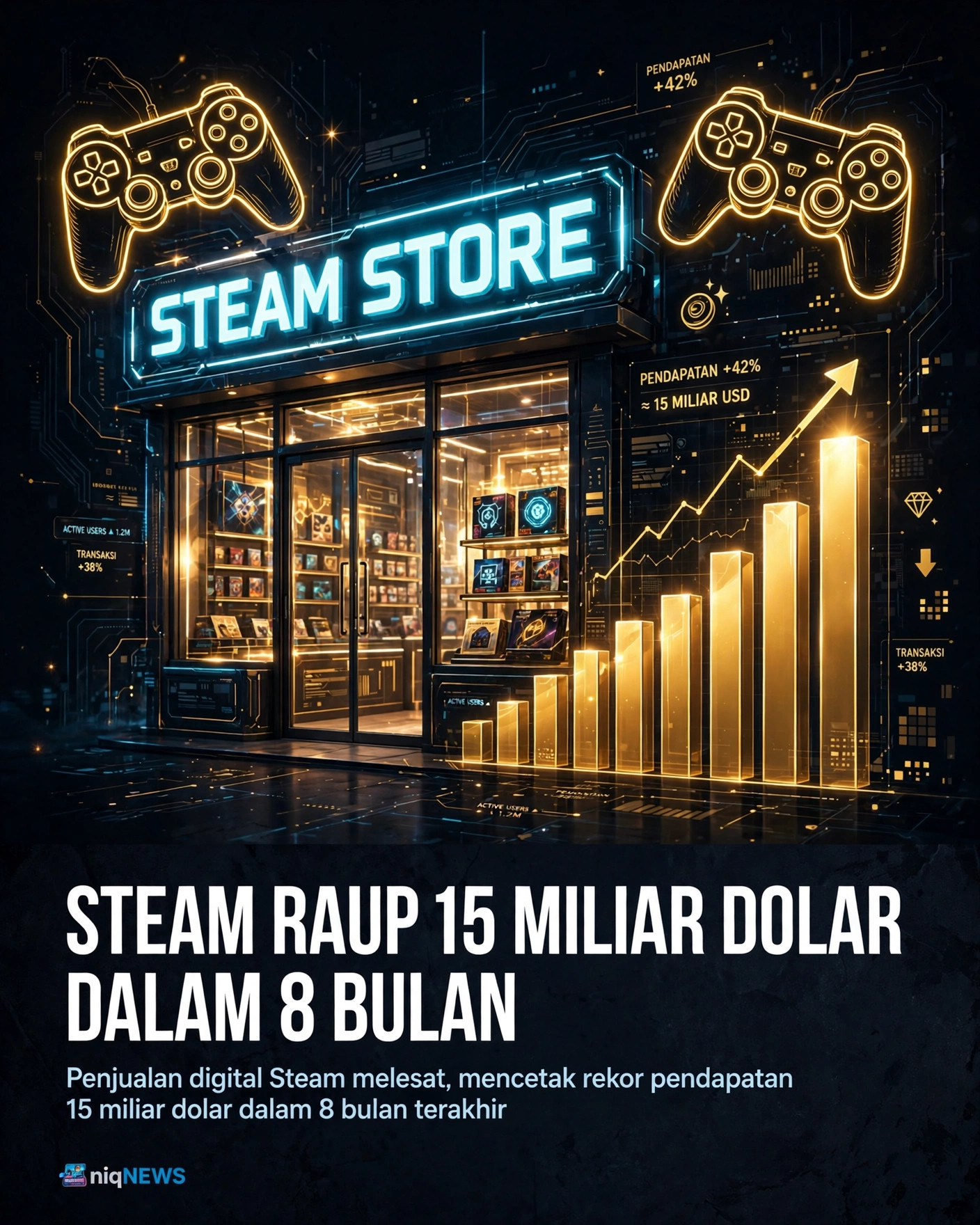 Steam raup 15 miliar dolar dalam 8 bulan 2026, sudah lampaui total 2023