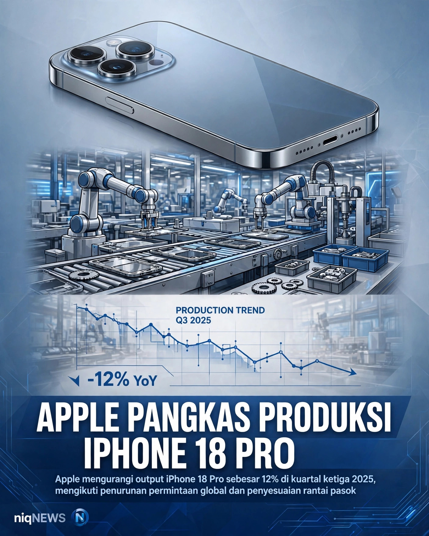 Apple pangkas produksi komponen iPhone 18 Pro 15–20%, biaya memori melonjak