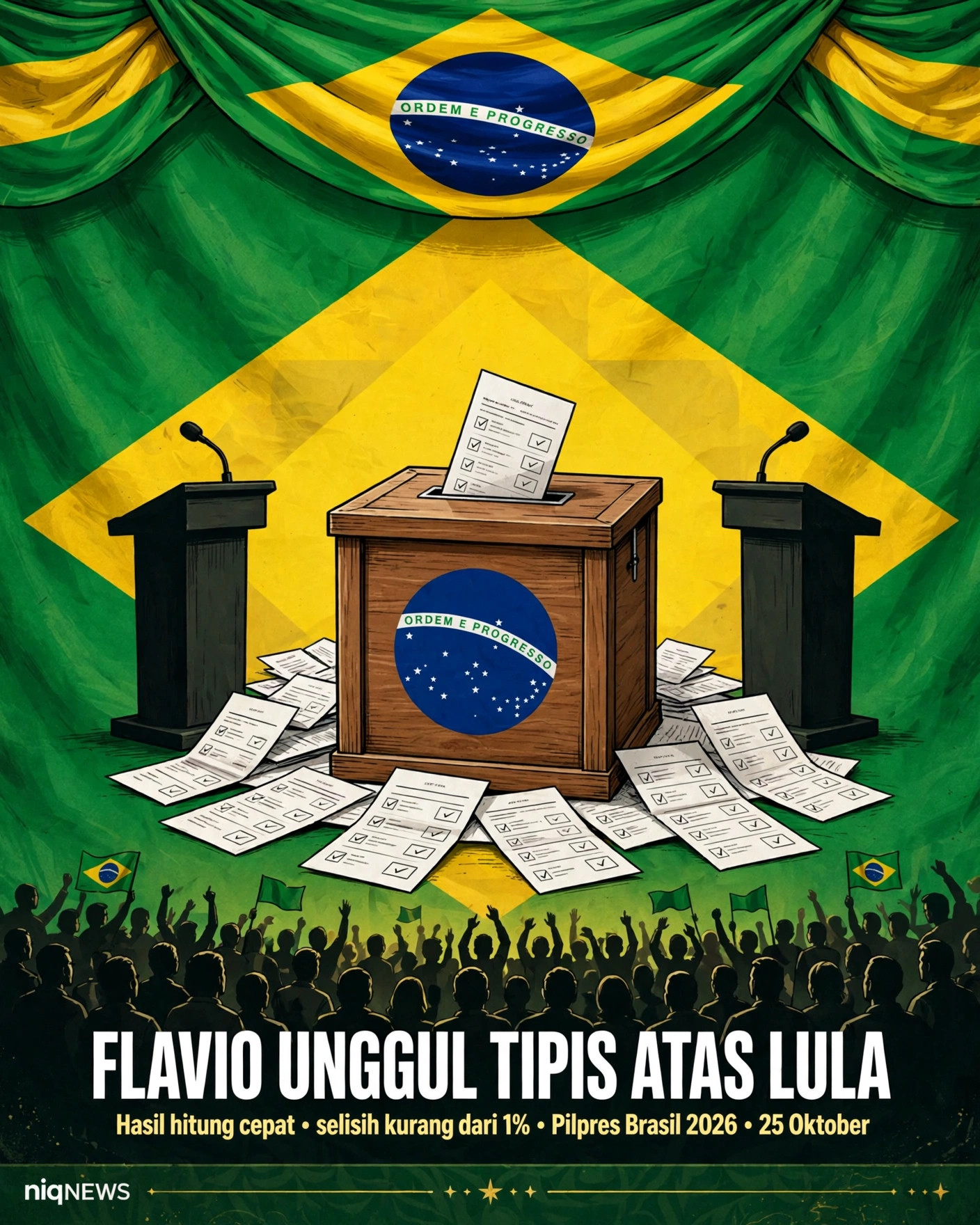 Flávio Bolsonaro unggul tipis atas Lula di putaran pertama, Brasil menuju putaran kedua 25 Okt