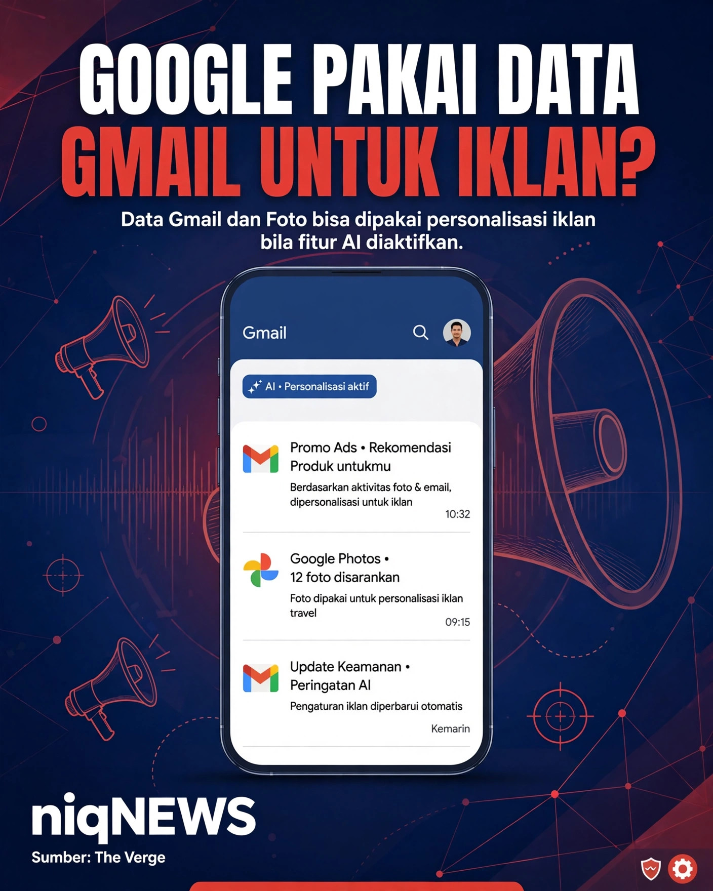 Google ubah kebijakan privasi: data Gmail dan Foto bisa dipakai untuk iklan yang dipersonalisasi