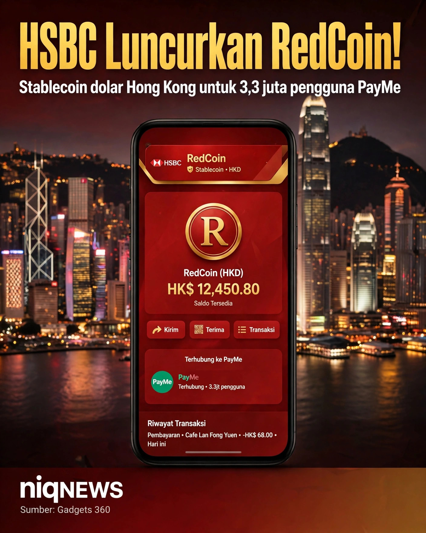 HSBC luncurkan stablecoin RedCoin untuk 3,3 juta pengguna PayMe Hong Kong